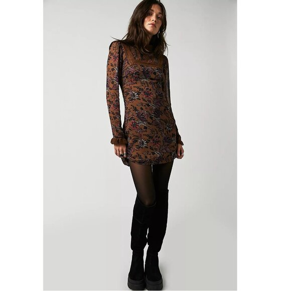 Free People Brown Floral Mini Dress - Picture 3 of 8